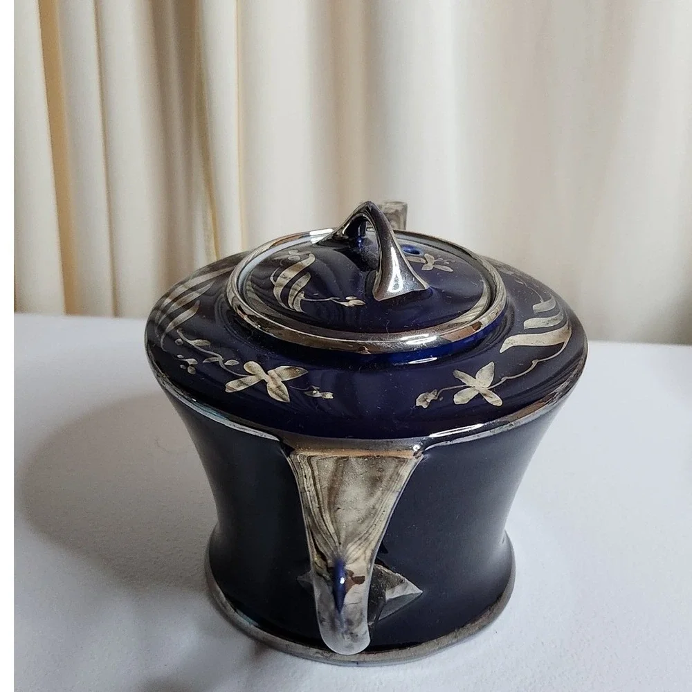 Fraunfeiter Cobalt and Gold Trimmed Teapot